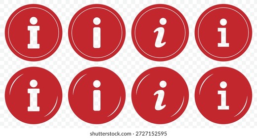 Informationssymbolsatz. Info-Schaltfläche. Info-Symbol flach Stil. Informationssymbolsammlung. Info-Symbole Info-Punkt-Symbol. Verschiedene Stile , weitere Informationen. Vektorsymbole.
