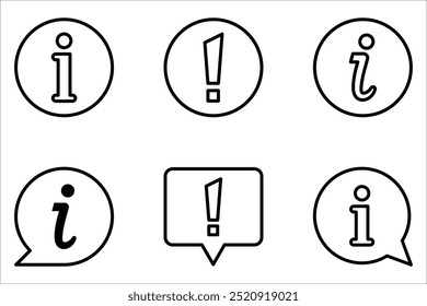 Conjunto de ícones de informações. Informações e Faq ícone símbolo ilustração no fundo branco