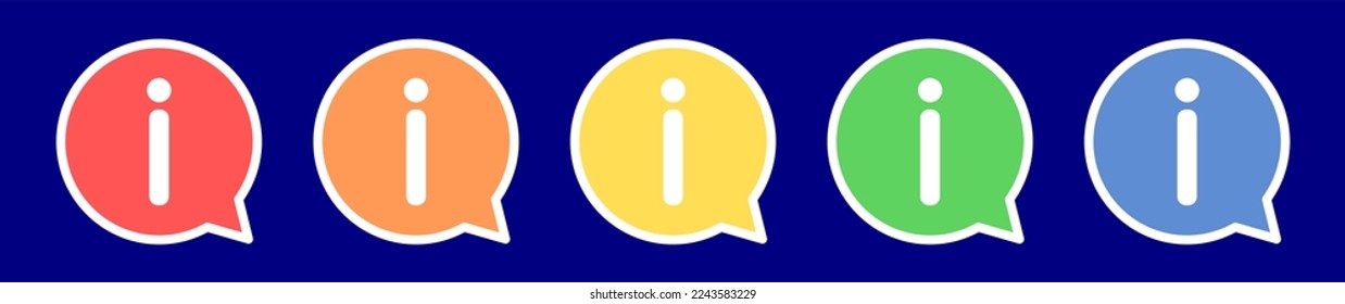 Information icon set. Information sign in speech bubble. Colorful information icon set.