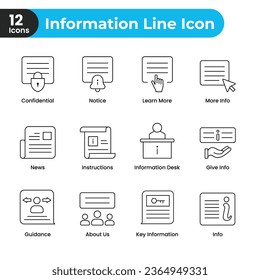 Information icon set. Thin line icon set. Outline icon collection.