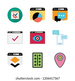 information icon set. vector set about chat, placeholder, tablets and browser icons set.