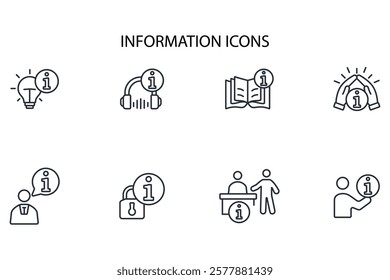Information icon set.vector.Editable stroke.linear style sign for use web design,logo.Symbol illustration.