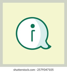 Information icon in a speech bubble with a dark green border on a soft yellow background