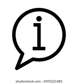 Information icon in a speech bubble, perfect for communication, help, and support themes. Vector illustration. Editable stroke.