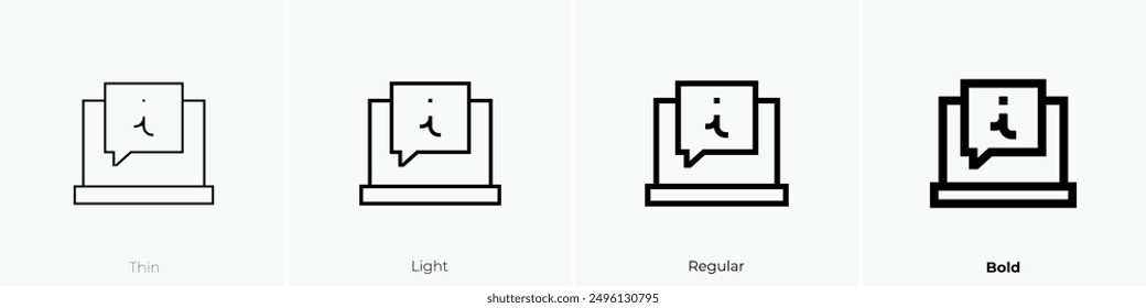 information icon. Thin, Light Regular And Bold style design isolated on white background