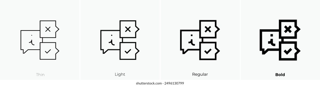 icono de información. Diseño de estilo delgado, ligero, regular y audaz aislado sobre fondo blanco