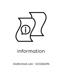 Information icon. Trendy modern flat linear vector Information icon on white background from thin line E-learning and education collection, editable outline stroke vector illustration