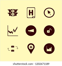 information icon. information vector icons set hospital location, open lock, cursor and graph