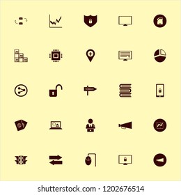 information icon. information vector icons set online teaching, left right arrows, shield lock security and beach direction