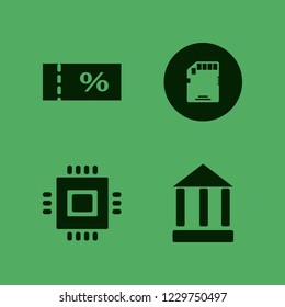 information icon. information vector icons set memory card, bank, cpu and sale ticket