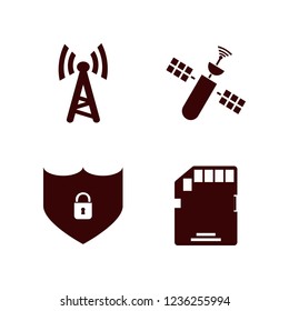 information icon. information vector icons set satellite, wi fi, memory card and shield lock security