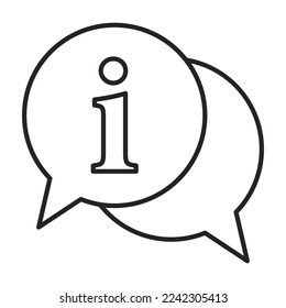 Vector de icono de información aislado. El discurso burbuja con la letra dentro. Concepto de preguntas frecuentes, asistencia y manual de instrucciones.