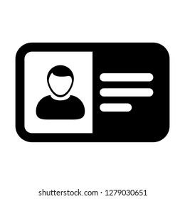 Information icon vector male user person profile avatar symbol with identity card in flat color glyph pictogram illustration