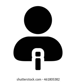 Information icon vector man user person profile detail data avatar symbol in Glyph Vector illustration