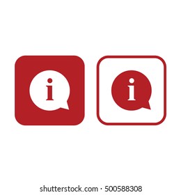 Information icon vector. Red and white