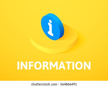 Information Icon, Vector Symbol In Flat Isometric Style Isolated On Color Background