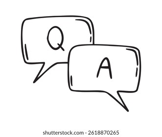 information icons. about info and questions. answer to a question. contacting support doodle hand drawn icon set. Outline drawing line clipart symbol collection. Vector illustration
