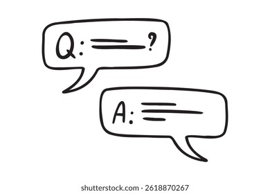 information icons. about info and questions. answer to a question. contacting support doodle hand drawn icon set. Outline drawing line clipart symbol collection. Vector illustration