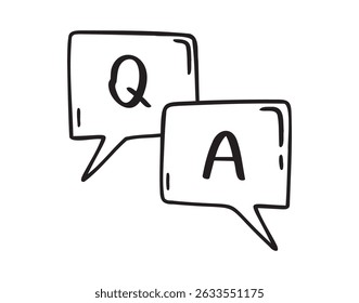 information icons. about info and questions. answer to a question. contacting support doodle hand drawn icon set. Outline drawing line clipart symbol collection. Vector illustration