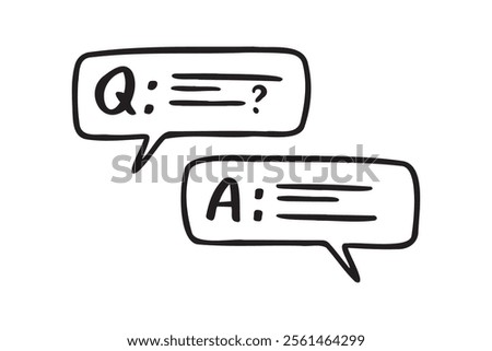 information icons. about info and questions. answer to a question. contacting support doodle hand drawn icon set. Outline drawing line clipart symbol collection. Vector illustration