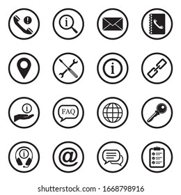 Iconos de información. Diseño Plano Negro En Círculo. Ilustración vectorial.