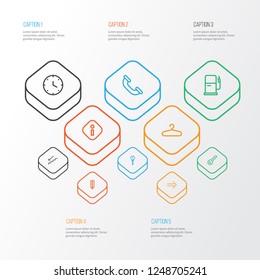 Information icons line style set with info, exclamation sign, hanger and other caution elements. Isolated vector illustration information icons.