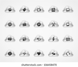 Information icons on metallic cloud buttons