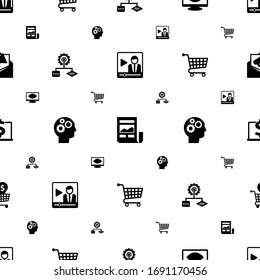 Information Icons Pattern Seamless. Included Editable Filled Video Streaming, News Feed, Computer Vision, Algorithm, Cognitive Science Icons. Information Icons For Web And Mobile.