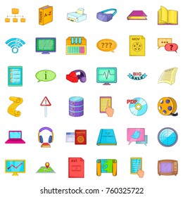 Information icons set. Cartoon style of 36 information vector icons for web isolated on white background