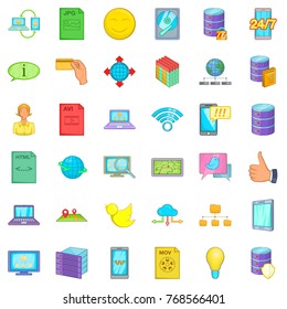 Information icons set. Cartoon style of 36 information vector icons for web isolated on white background