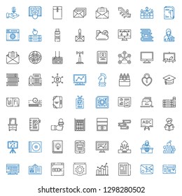 information icons set. Collection of information with website, email, newspaper, bar graph, signal, browser, id card, computer, books. Editable and scalable information icons.
