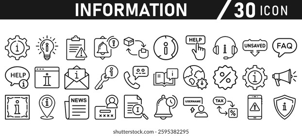 Information icons set. Information icon collection. Stock vector illustration.