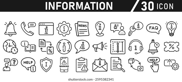 Information icons set. Information icon collection. Stock vector illustration.