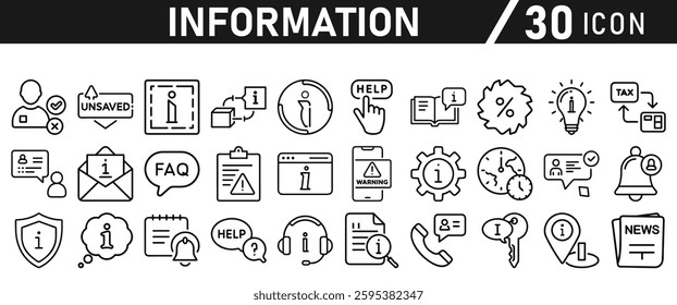 Information icons set. Information icon collection. Stock vector illustration.