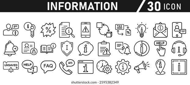 Information icons set. Information icon collection. Stock vector illustration.