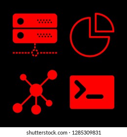 information icons set with pie chart, code programing symbol and network vector set