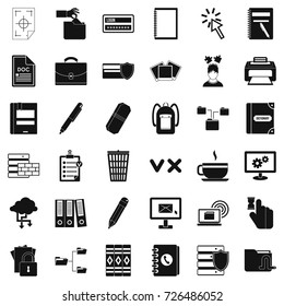 Information icons set. Simple style of 36 information vector icons for web isolated on white background