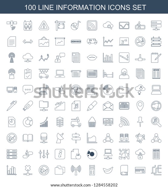 information icons.\
Trendy 100 information icons. Contain icons such as network\
connection, document, book, Banana, server, signal, folder.\
information icon for web and\
mobile.