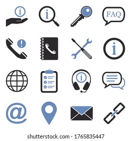 Iconos de información. Diseño Plano De Dos Tonos. Ilustración vectorial.