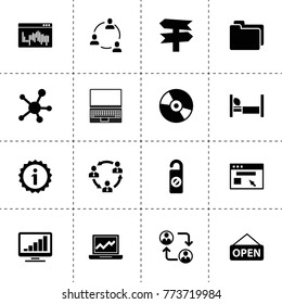 Information icons. vector collection filled information icons. includes symbols such as communication, do not disturb, folder, laptop, disc. use for web, mobile and ui design.