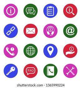 Information Icons. White Flat Design In Circle. Vector Illustration. 