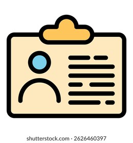 Information id card icon. Outline information id card vector icon thin line color flat on white