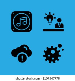information, idea, music file and bacteria icons vector in sample icon set for web and graphic design
