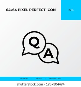 Information and info center vector line icon style. Question and Answer icon concept. 64x64 Pixel perfect