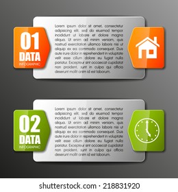 Information infographic statistic vector presentation. Graphic composition for your business presentations. Two glossy strip for your annotations. Two color sticker for registration of proposals