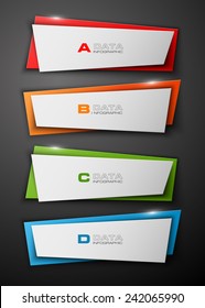 Information infographic statistic vector presentation. Graphic composition for your business presentations. Four glossy strip for your annotations. Four color sticker for registration of proposals