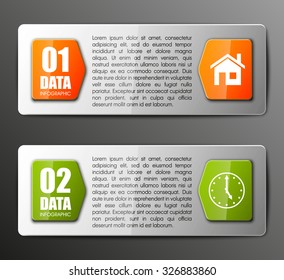Information infographic statistic vector presentation. Graphic composition for your business presentations. Two glossy strip for your annotations. Two color sticker for registration of proposals