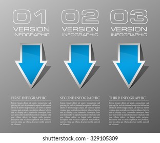 Information infographic statistic vector presentation. Graphic composition for your business presentations. Three glossy Arrow for your annotations. Three color sticker for registration of proposals