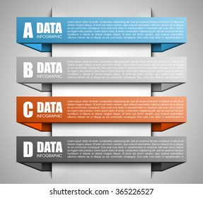 Information infographic statistic vector presentation. Graphic composition for your business presentations. Four glossy strip for your annotations. Four color sticker for registration of proposals