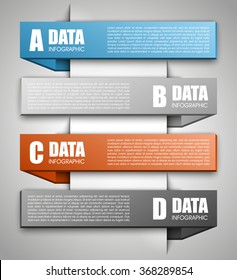 Information infographic statistic vector presentation. Graphic composition for your business presentations. Four glossy strip for your annotations. Four color sticker for registration of proposals